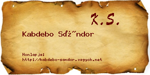Kabdebo Sándor névjegykártya